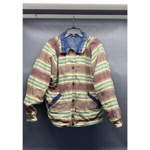 VNT 90s CURRENT SEEN MENS 80'S REVERSIBLE DENIM Canvas JACKET Med Button Up 46w